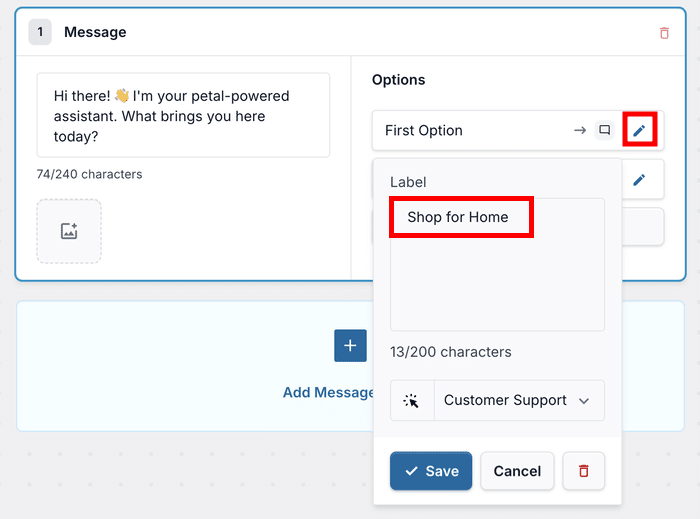 add answers for your chat funnel