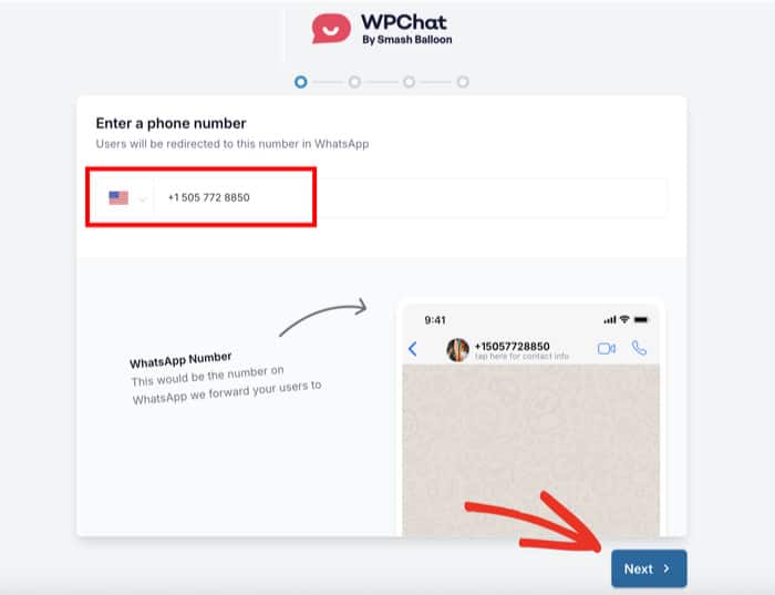 enter your phone number for whatsapp