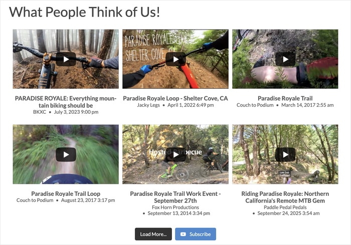 example of embedded youtube search results