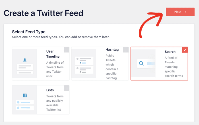 select search twitter feed from the options