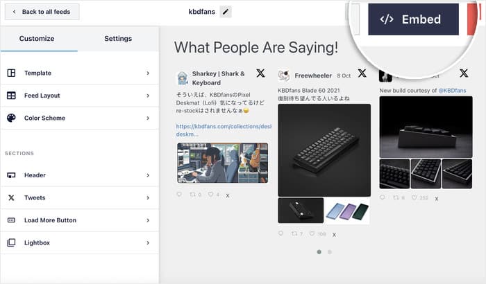 start embedding twitter search results on website