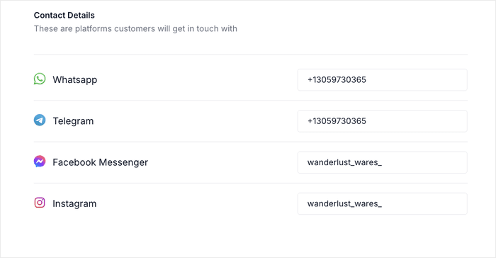 contact details for your live chat agents