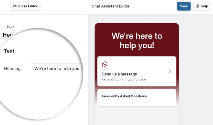 edit your header for wordpress chat assistant