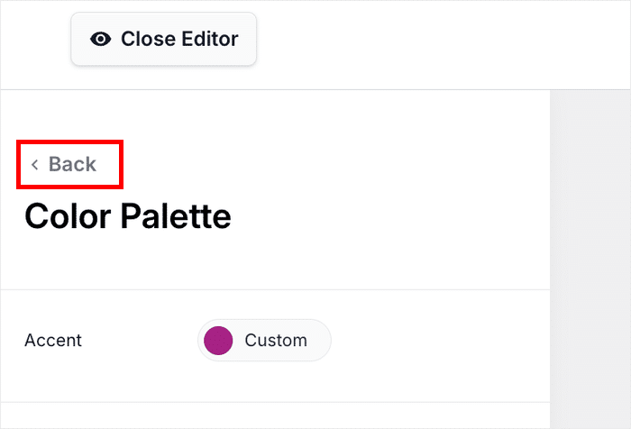 return to main customization options for wpchat
