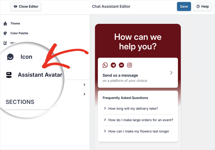 start customizing your assistant avatar wpchat