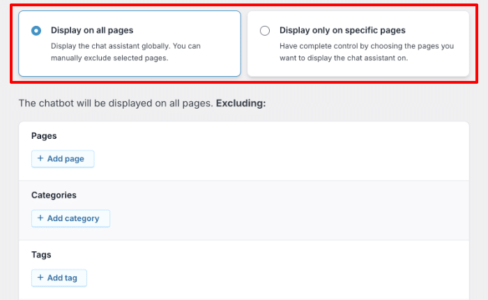 visibility options for your whatsapp chat assistant