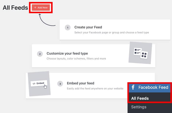 add new facebook feed using guided flow