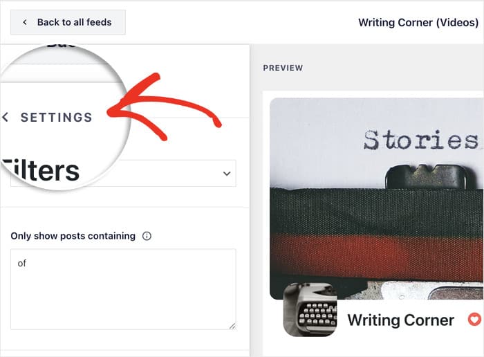 return to customization options for facebook reels