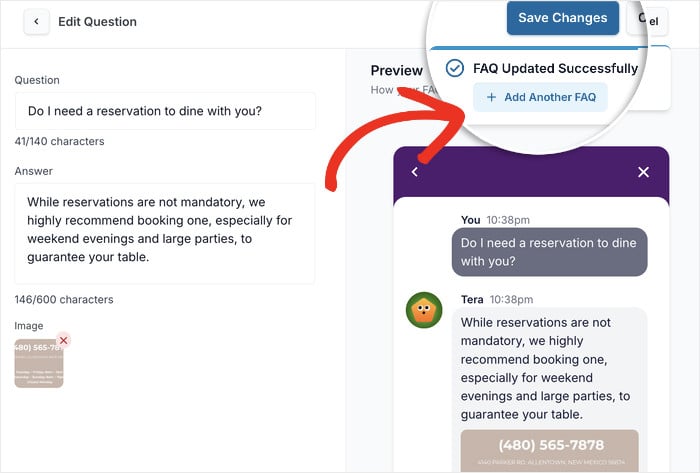 start adding another faq entry