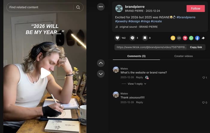 example of informal marketing content on tiktok