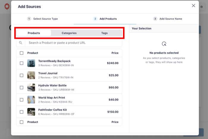 search for reviews by products categories and tags
