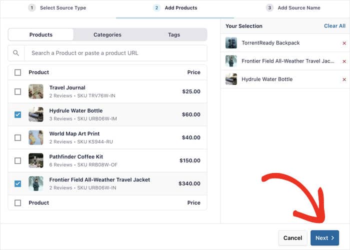 select the sources for your woocommerce reviews feed