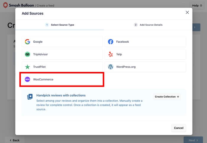 select woocommerce as source for your review feed