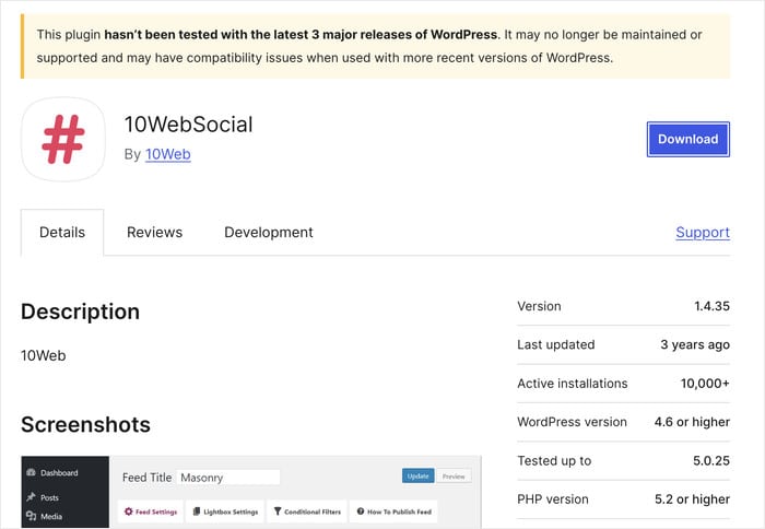 10web social photo feed wordpress stats