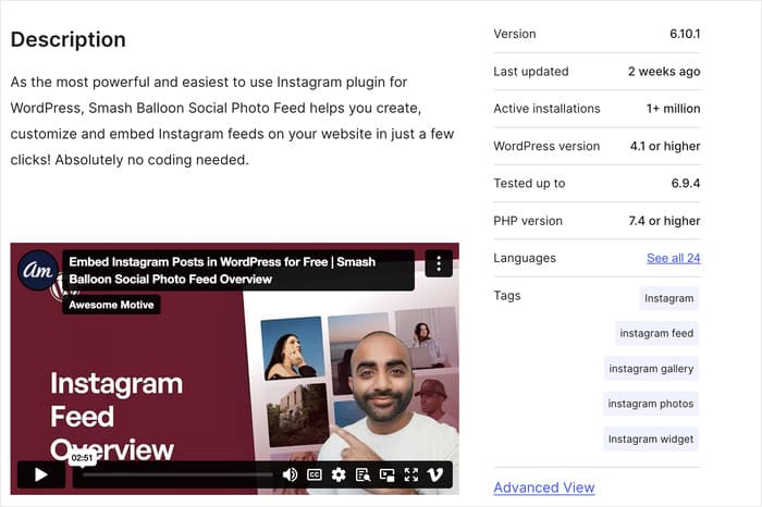smash balloon social photo feed wordpress stats