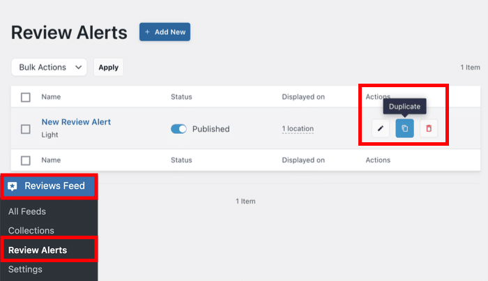 duplicate a review popup alert notification
