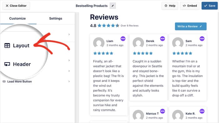 editar o layout do feed de avaliações do WooCommerce