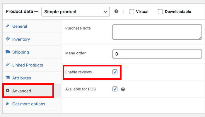 enable reviews for individual reviews woocommerce