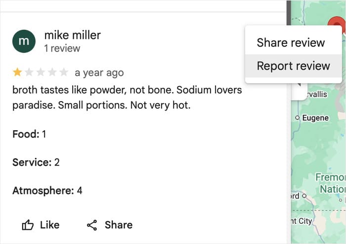 report a google review on maps