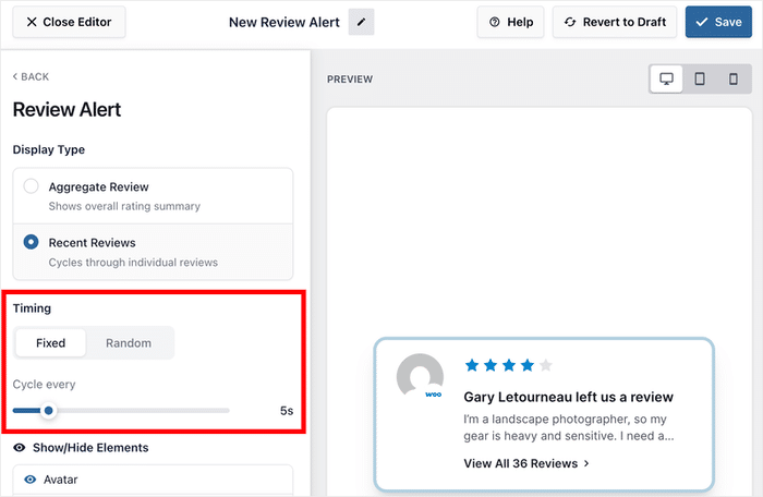 select fixed timing for your popups