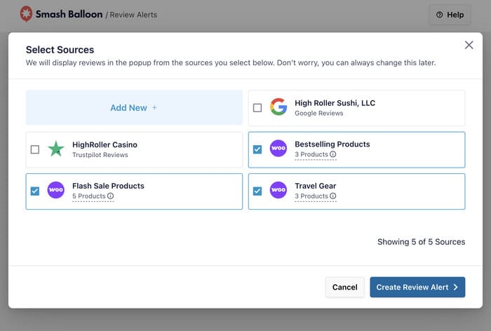 select woocommerce sources for review feed