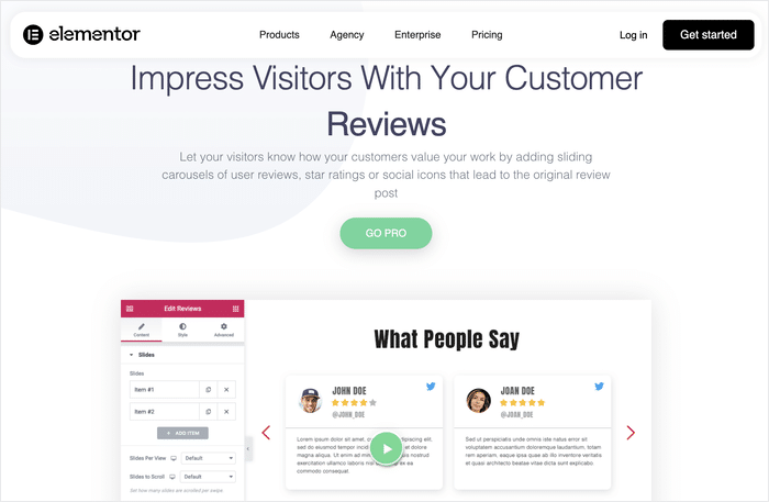 Exemplo de widget de avaliações de clientes do WooCommerce